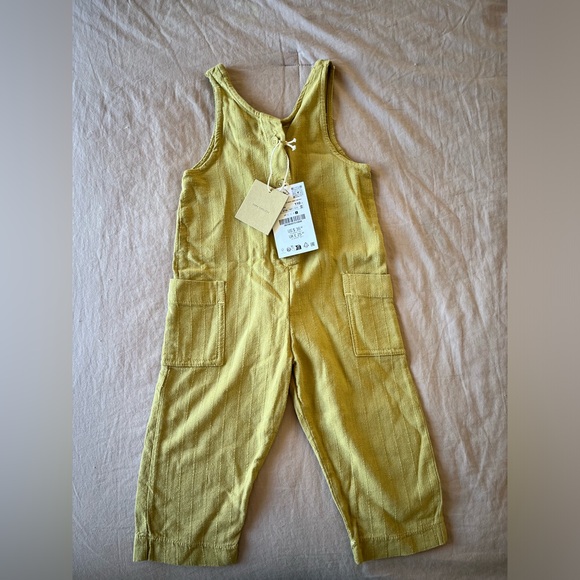 Zara kids cotton yellowish/tan overall jumpsuit - Picture 1 of 5